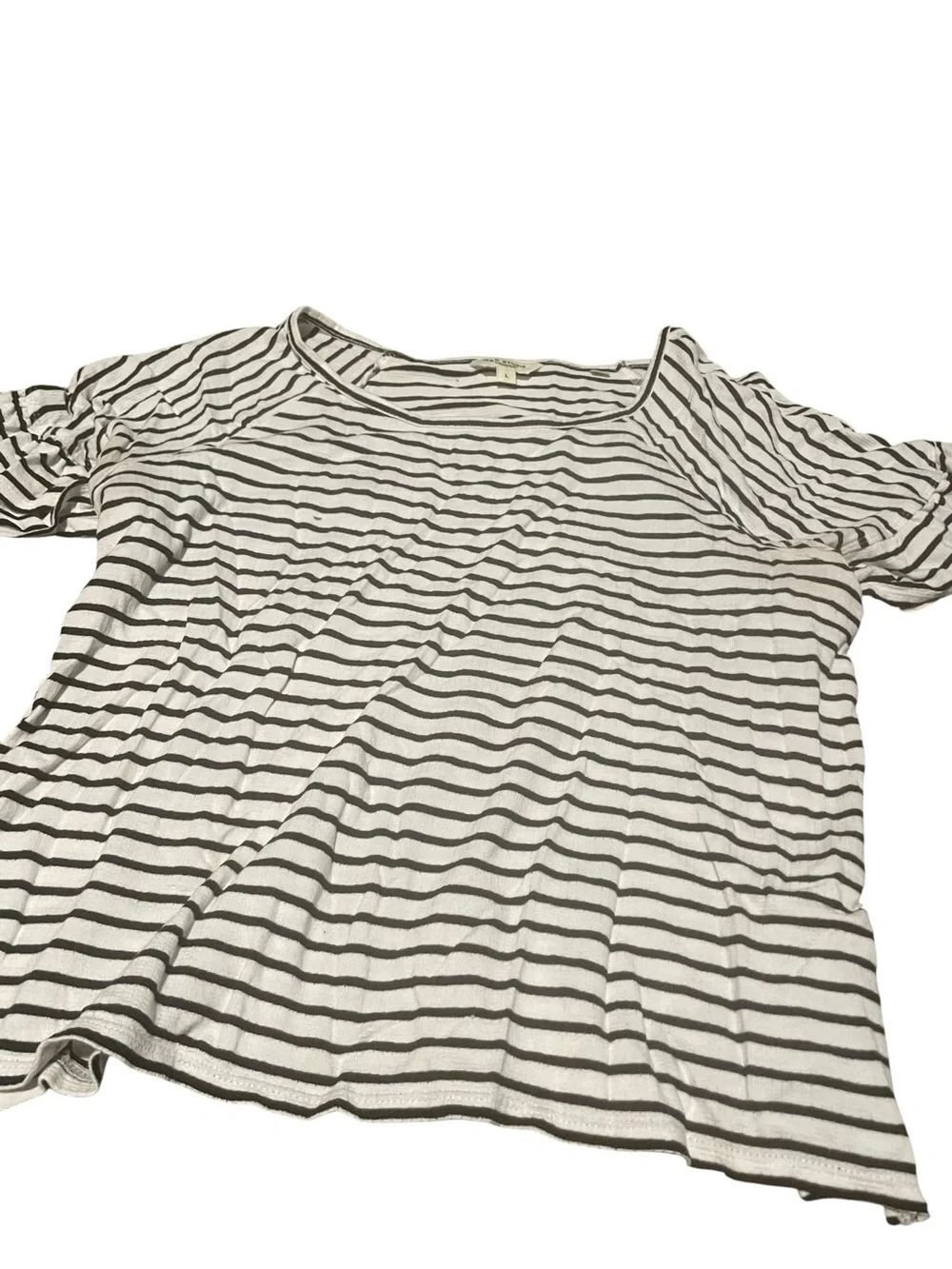 Max Studio Striped Black and White Women’s Scoop Neck Top size L